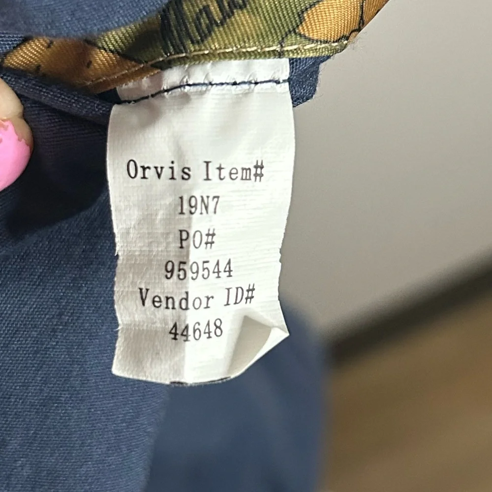 Orvis Navy Cotton Jacket with Map Print Lining Full zip Size:M Women - Picture 4 of 7